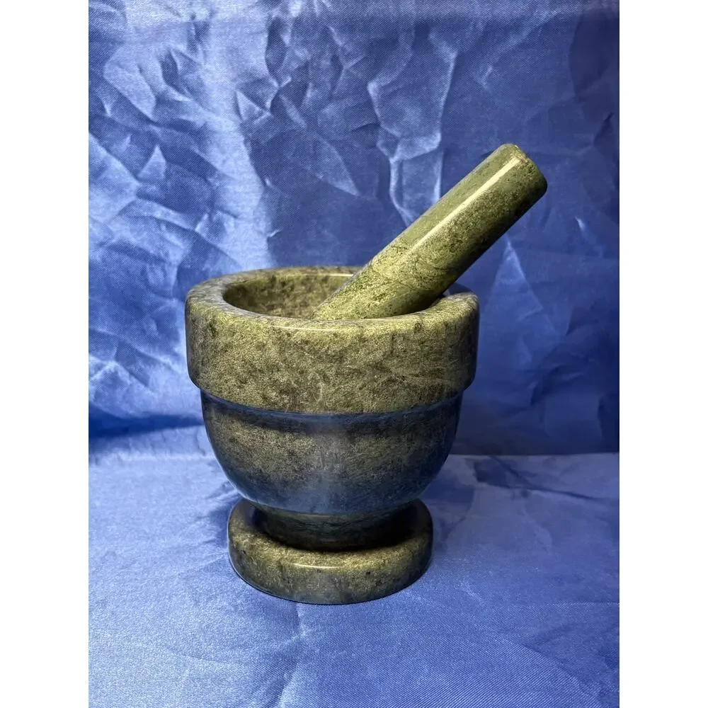 Heavy Green Marble Mortar and Pestle Grinder